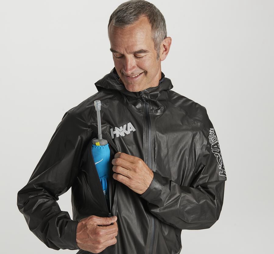 Hoka Australia One One GORE-TEX Shakedry™ Run - Mens Jackets Black - IGEHM-7930